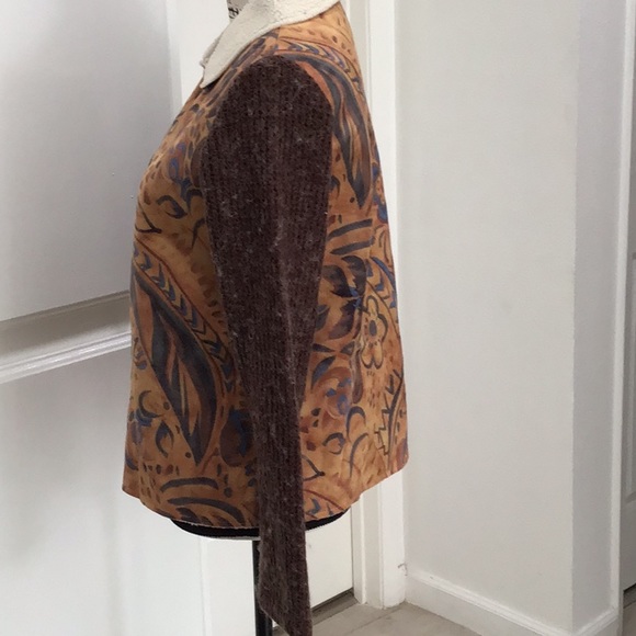 NWOT. K-I-K-I-T Printed Suede Knit Jacket - Picture 5 of 11